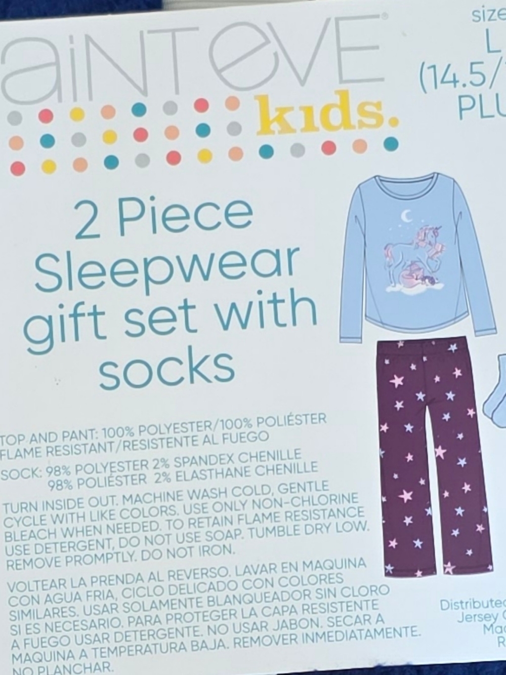 Saint Eve Girl's Unicorn Pajama Set with Star Pants